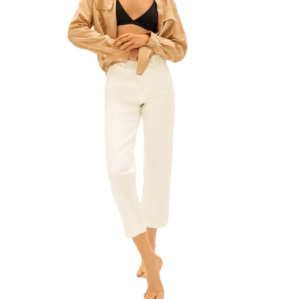 EVERLANE The Straight Leg Crop Regular White Cream Jeans Size 0